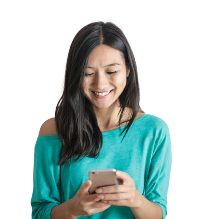 Happy person using the Advanze app.